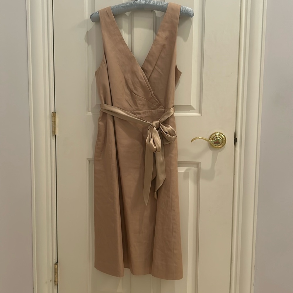 J Crew lined cotton dress with silk sash